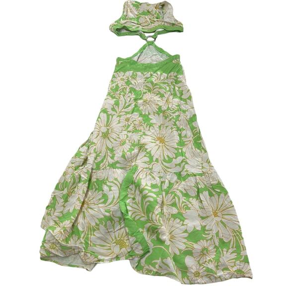 Sandro Dress Womens 36 Small Green Floral Ludmila Cutout Midi Linen Blend - Picture 5 of 15